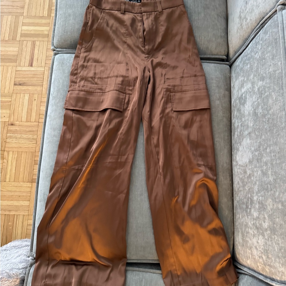 Abercrombie & Fitch Brown satin Wide Leg Pants